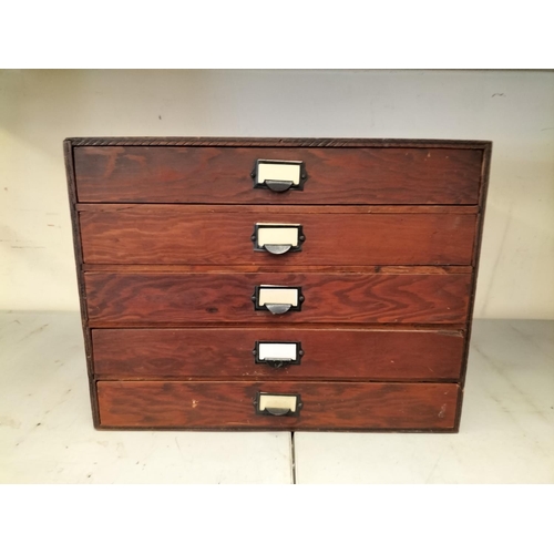 486 - Wooden 5 Drawer Unit. 37cm High, 48cm x 25cm.