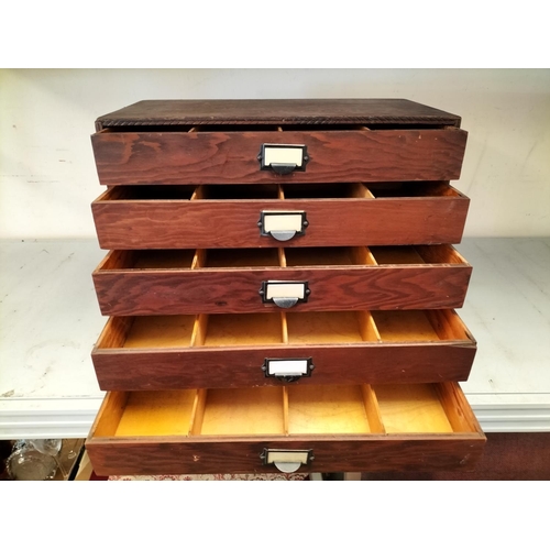 486 - Wooden 5 Drawer Unit. 37cm High, 48cm x 25cm.