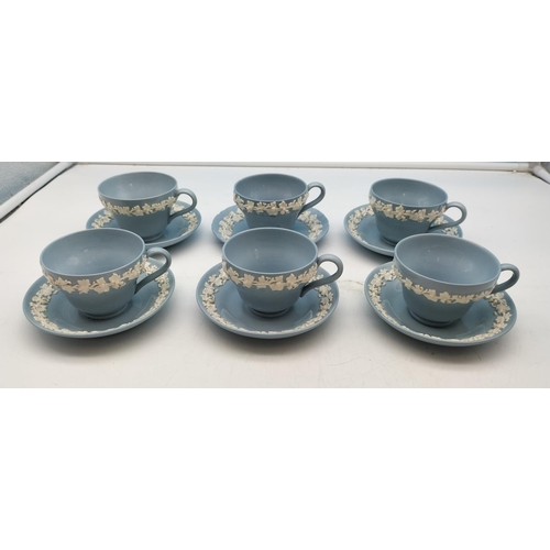 515 - Wedgwood Embossed Queens Ware Cups and Saucers (6).