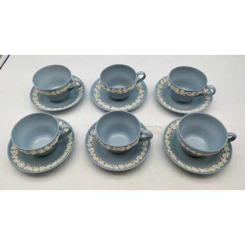 515 - Wedgwood Embossed Queens Ware Cups and Saucers (6).