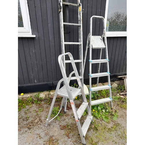 220A - 3 x Aluminium Step Ladders. Tallest 203cm.