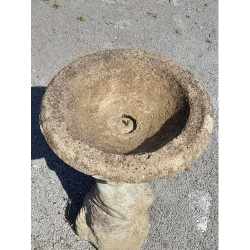 920 - Concrete Bird Bath. Bowl A/F. 56cm High, 37cm Diameter. Collection Only.