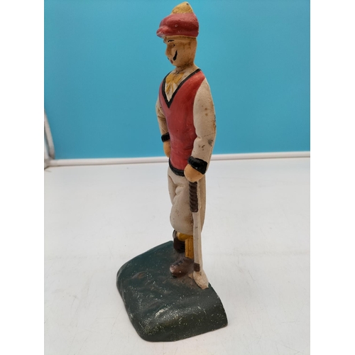 110 - Cast Iron 'Golfer' Doorstop. 25cm Tall.