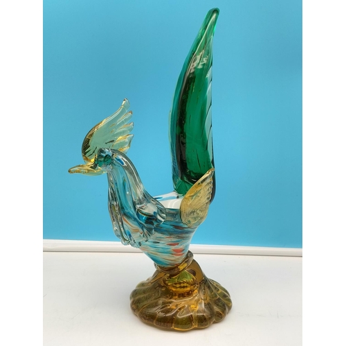 239 - Large Heavy Art Glass Cockerel Figure, possibly Murano. 39cm High x 23cm.