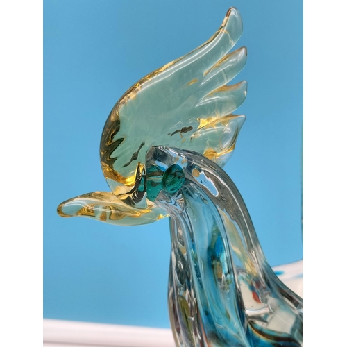 239 - Large Heavy Art Glass Cockerel Figure, possibly Murano. 39cm High x 23cm.