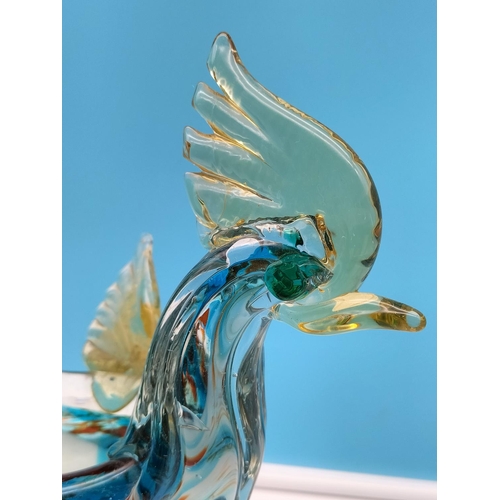 239 - Large Heavy Art Glass Cockerel Figure, possibly Murano. 39cm High x 23cm.