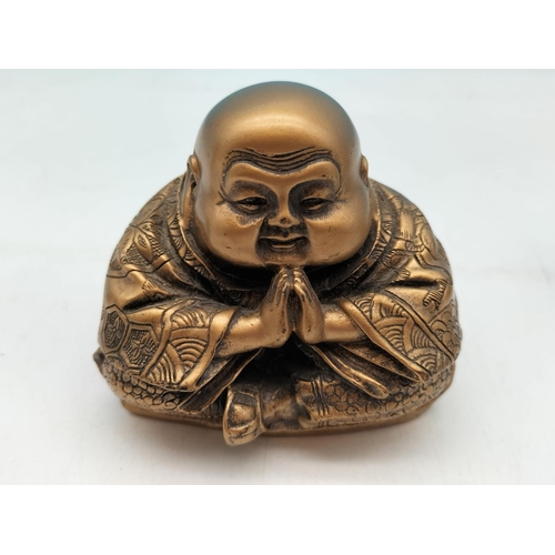 53 - Buddha Figures (2) plus 13cm Chinese Warrior Figure.