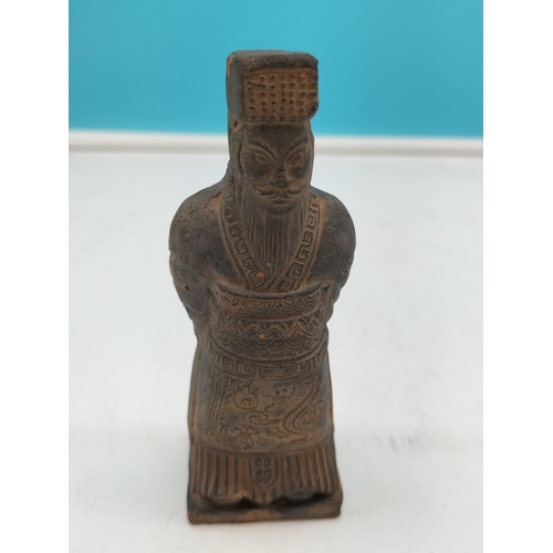 53 - Buddha Figures (2) plus 13cm Chinese Warrior Figure.