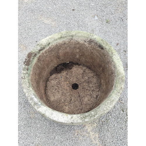 227 - Barrel Effect Concrete Planter. 23cm High, 36cm Diameter. Collection Only.