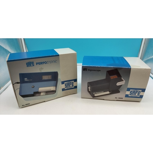 484 - Safe Stamp Collectors Electronic Perfotronic No 9850 plus Signoscope No 9886. Both Boxed.