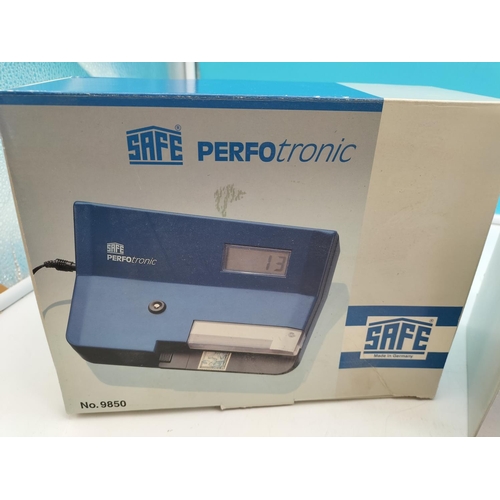 484 - Safe Stamp Collectors Electronic Perfotronic No 9850 plus Signoscope No 9886. Both Boxed.