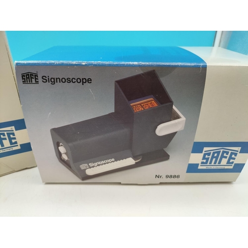 484 - Safe Stamp Collectors Electronic Perfotronic No 9850 plus Signoscope No 9886. Both Boxed.