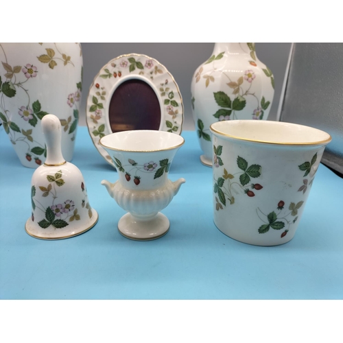 233 - Collection of Wedgwood 'Wild Strawberry' Items (6) to include Vase, Picture Frame, etc. Nip to Base ... 
