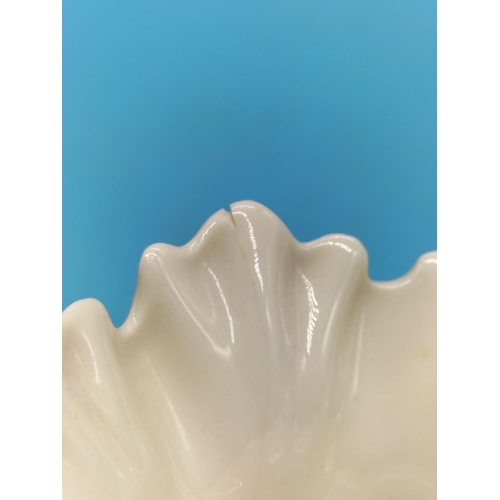 235 - Belleek Vases (2), Belleek Dish, plus Mid Century Italian Hand Painted 16cm Jug. Slight A/F to Rim o... 