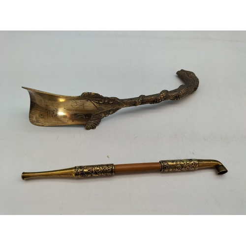 486 - Box of Mixed Items to include Temple Jar, Wooden Bird Figures, Large Shell, etc.