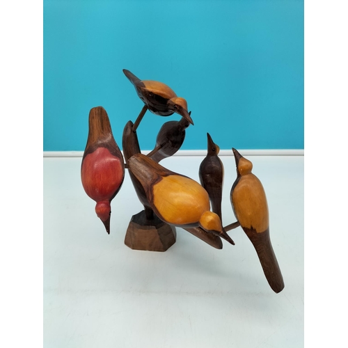 486 - Box of Mixed Items to include Temple Jar, Wooden Bird Figures, Large Shell, etc.