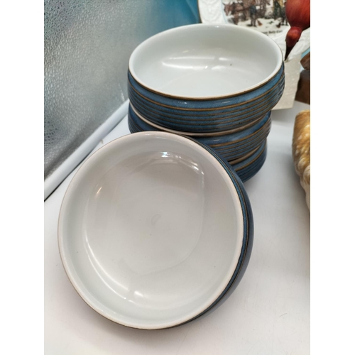 486 - Box of Mixed Items to include Temple Jar, Wooden Bird Figures, Large Shell, etc.