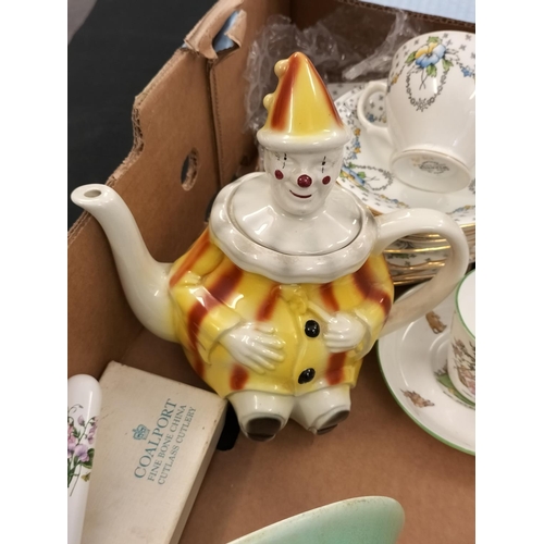 491 - Box of Mixed Pottery to include Cups, Saucers, Vase, Teapot, etc.