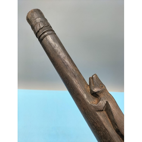 499 - Collection of African and Other Craved Wooden Items including Demon Wall Mask, Blow Pipe, etc.