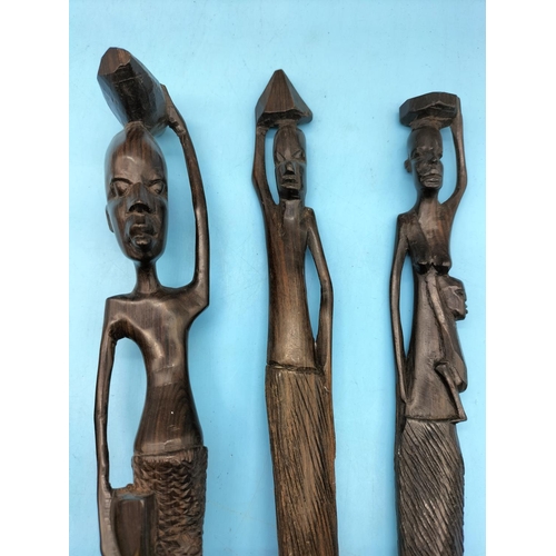 499 - Collection of African and Other Craved Wooden Items including Demon Wall Mask, Blow Pipe, etc.