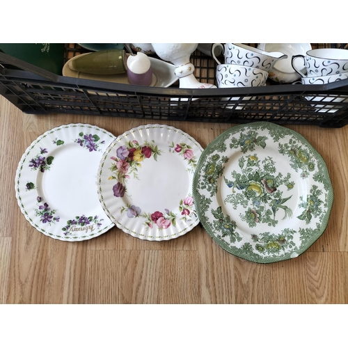 513 - Crate of Mixed Items to include Cups, Plates, Vase, Royal Albert 'Month' Plates, etc.