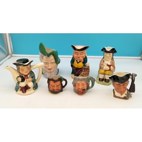 188 - Collection of Ceramic Toby and Character Jugs (7) to include Skipper, Little John, Gun Smith and Mos... 