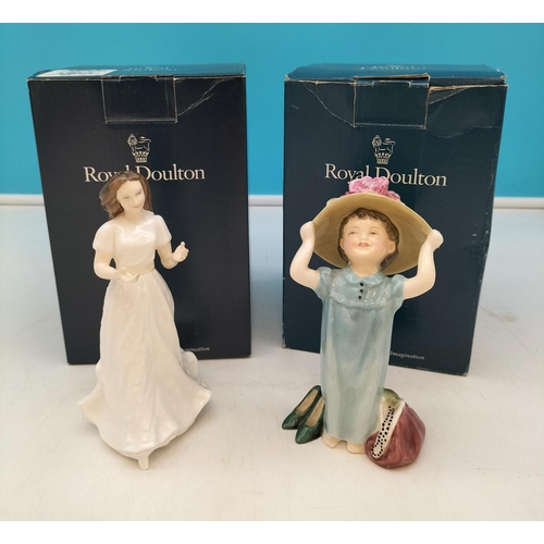 214 - Boxed Royal Doulton 15cm Figure 'Make Believe' HN 2225 and Boxed 'Sentiments Greetings' HN 4250.