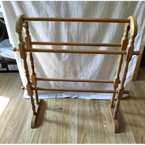 523 - Wooden Towel Rail. 77cm High, 63cm x 30cm. Collection Only.