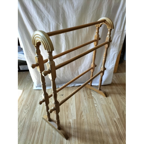 523 - Wooden Towel Rail. 77cm High, 63cm x 30cm. Collection Only.
