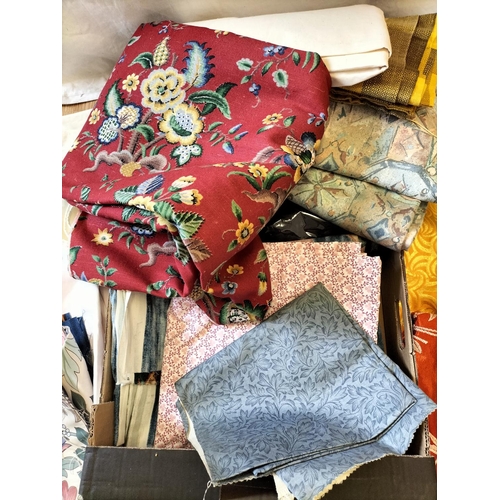 525 - Box of Vintage Fabric to include Curtains, etc.