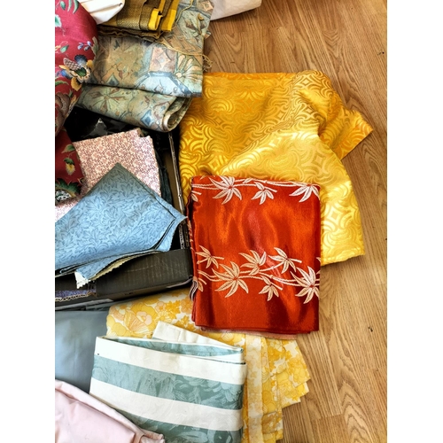 525 - Box of Vintage Fabric to include Curtains, etc.