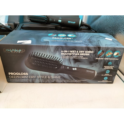 528 - As New and Boxed Revamp Pro Gloss Big Volume and Wave Ceramic Hot Brush. plus Air Styler and Hotbrus... 