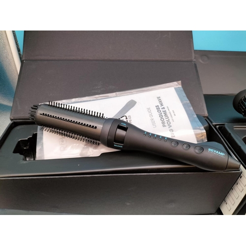 528 - As New and Boxed Revamp Pro Gloss Big Volume and Wave Ceramic Hot Brush. plus Air Styler and Hotbrus... 