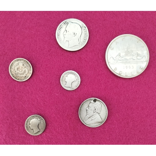 537 - Collection of Mixed Silver Coins to include .800 Silver 1963 Canada Dollar. 44 Grams.