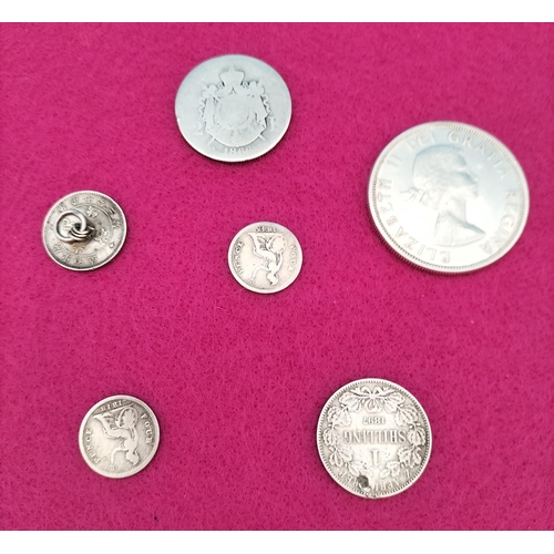 537 - Collection of Mixed Silver Coins to include .800 Silver 1963 Canada Dollar. 44 Grams.