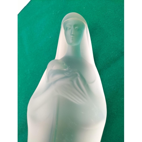 544 - Stef Uiterwaal Royal Leerdam Frosted Glass Madonna with Child. 38cm Tall.