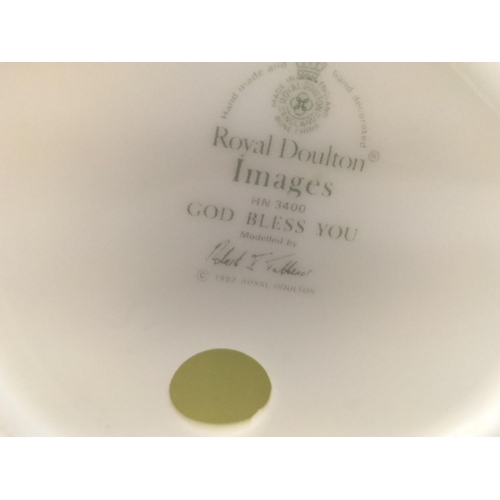 549 - Wedgwood 'Atlas' Mantel Clock plus Royal Doulton Images 20cm Figure 'God Bless You'.