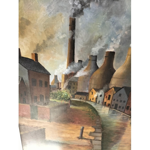 552 - Framed George Potts Oil on Board 'Pot Banks of Eturia'. 94cm x 64cm. Collection Only.