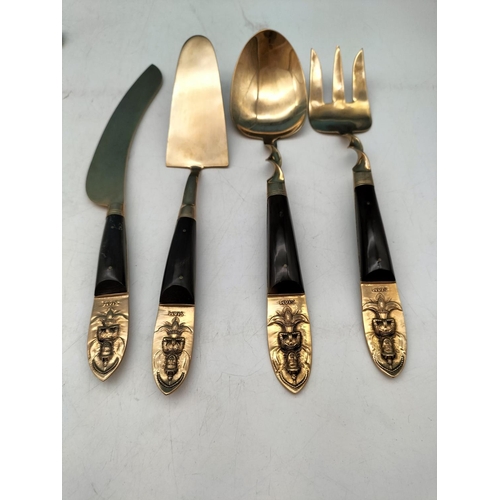 557 - Collection of Siam Thailand 23 Piece Bronze Tableware to include Servers (4), Pasty Knife and Forks ... 