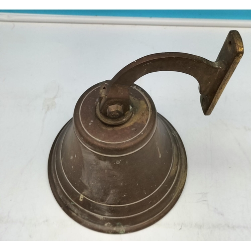 574 - Large Bronze School Wall Bell. 25cm High, 19cm Diameter. Heavy.