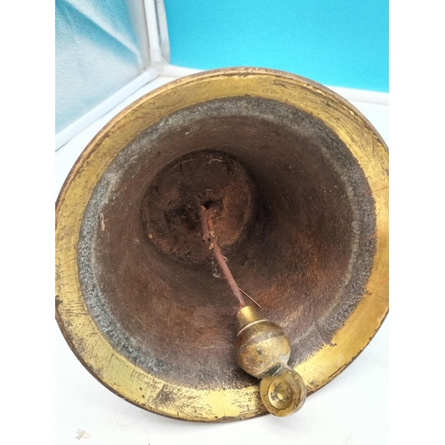 574 - Large Bronze School Wall Bell. 25cm High, 19cm Diameter. Heavy.