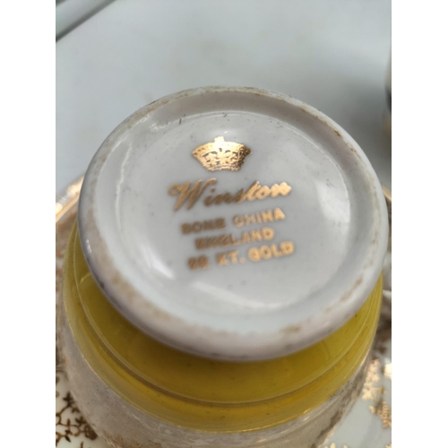 578 - Winston Bone China Trios (6) with Multicolour Base.