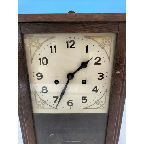 567 - Early/Mid 20th Century H.A.C. Wertenberg Wooden Cased Wall Clock. 37cm x 27cm x 10cm.