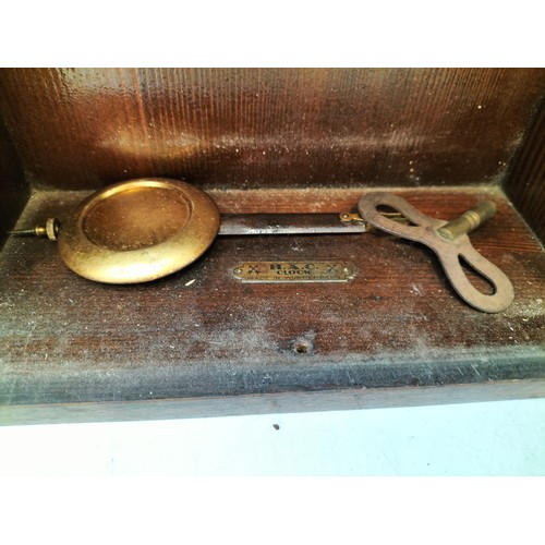 567 - Early/Mid 20th Century H.A.C. Wertenberg Wooden Cased Wall Clock. 37cm x 27cm x 10cm.