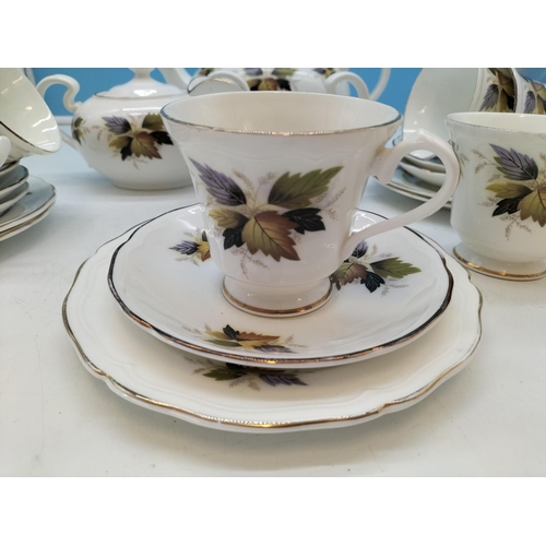 581 - Bone China 20 Piece Leaf Pattern Part Tea Set to include Teapot, Milk Jug, Lidded Sugar, Cups and Sa... 