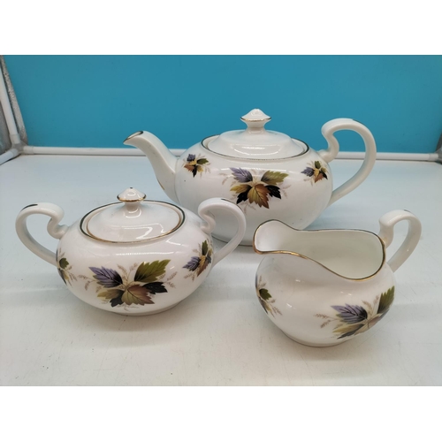 581 - Bone China 20 Piece Leaf Pattern Part Tea Set to include Teapot, Milk Jug, Lidded Sugar, Cups and Sa... 