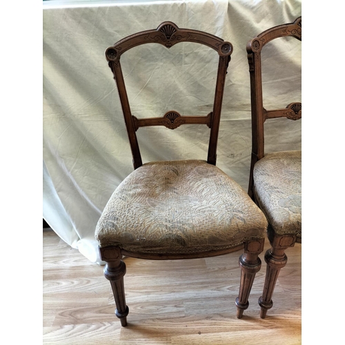 252 - Victorian Wood Framed Chairs (2). 89cm High, 45cm x 44cm. Seat Height 43cm. Collection Only.