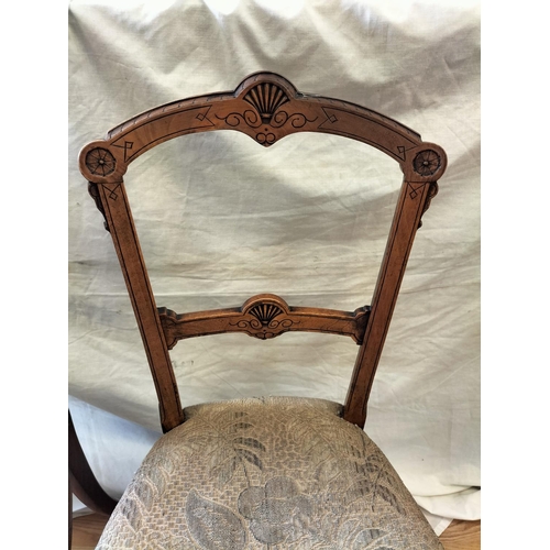 252 - Victorian Wood Framed Chairs (2). 89cm High, 45cm x 44cm. Seat Height 43cm. Collection Only.