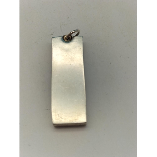 11 - Silver Hallmarked 1oz Ingot Pendant. 4.25cm x 1.5cm.