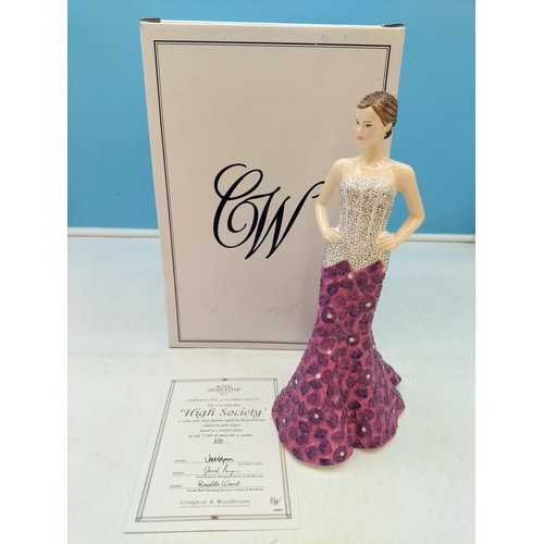 121 - Boxed Royal Worcester, Compton and Woodhouse 25cm Lady Figure 'High Society'. Limited Edition 370/7,... 